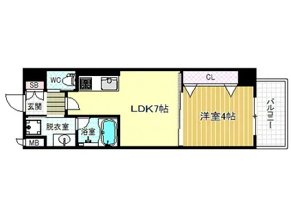 SK大阪天満宮プライマリーワン(1DK/3階)の間取り写真