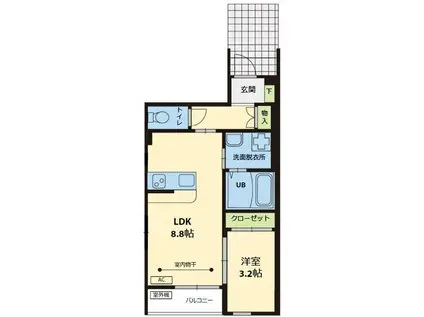 MIYABI(1LDK/1階)の間取り写真