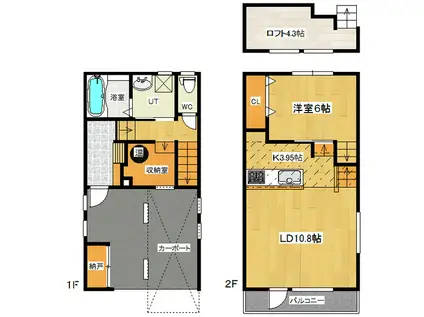 アクアリオ(1LDK/1階)の間取り写真