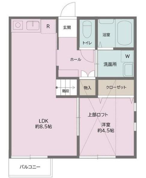 カーサエルジー(1LDK/2階)の間取り写真
