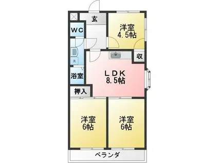 ロイヤルシティー松本(3LDK/5階)の間取り写真