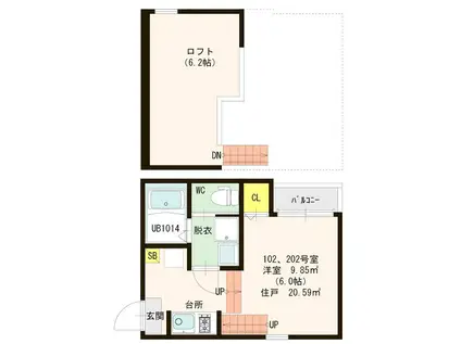 LINES STYLE(1K/1階)の間取り写真