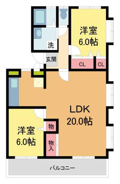 アンシャンテ川西(3LDK/4階)の間取り写真