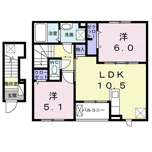 クレスト コート(2LDK/2階)の間取り写真