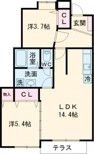グランドステージII(2LDK/1階)の間取り写真