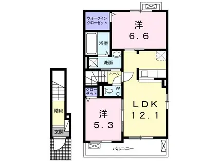 ラ・メール A(2LDK/2階)の間取り写真
