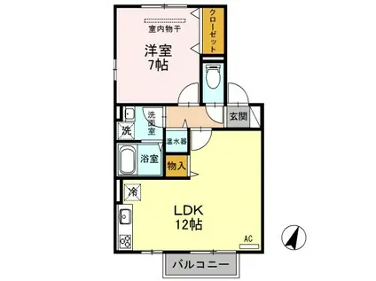 インペリアルコート B(1LDK/2階)の間取り写真