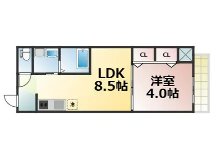 F ASECIA BERYL(1LDK/1階)の間取り写真