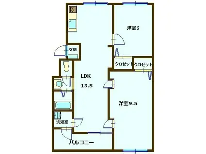 パイロットホーム5号棟(2LDK/2階)の間取り写真
