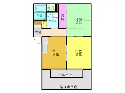 ルミエールB棟(2DK/2階)の間取り写真