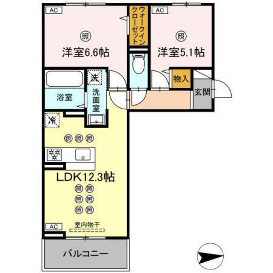 トリシア上中野(2LDK/3階)の間取り写真