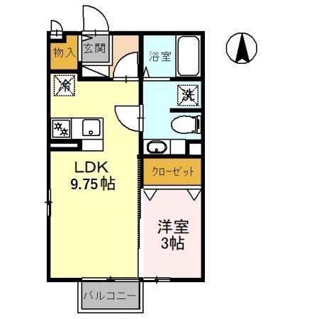 グリーンハイツ(1LDK/2階)の間取り写真