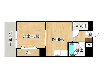 ピュアシティ小倉(1DK/6階)の間取り写真