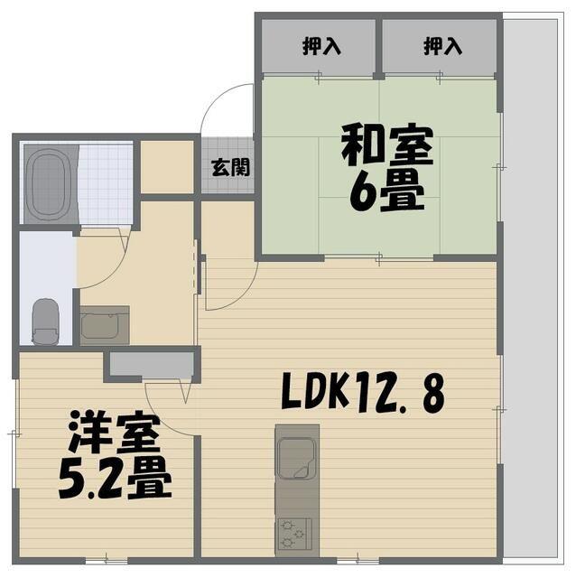 ボヌール・ユウ(2LDK/2階)の間取り写真