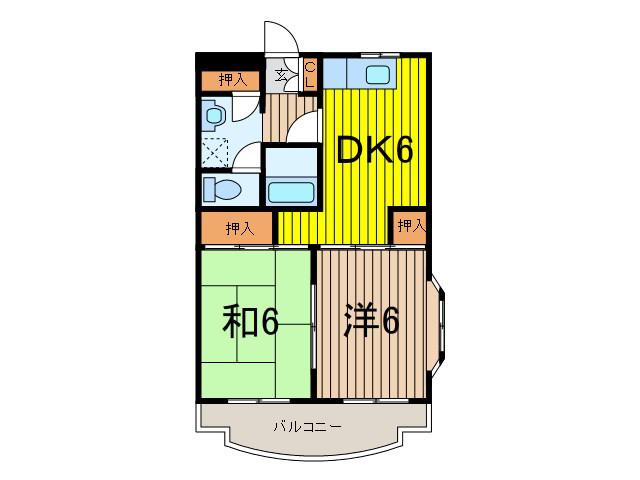 ポポラーレ壱番館(2DK/3階)の間取り写真