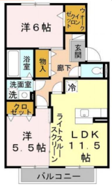 松韻舎B棟(2LDK/2階)の間取り写真