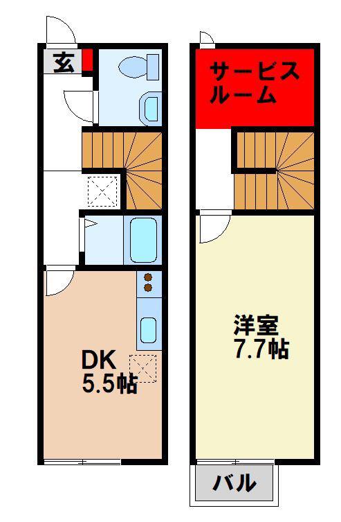 エスポワール・ド・弥生が丘(1SDK/1階)の間取り写真