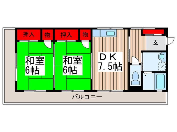 臼木ハイツ(2DK/2階)の間取り写真
