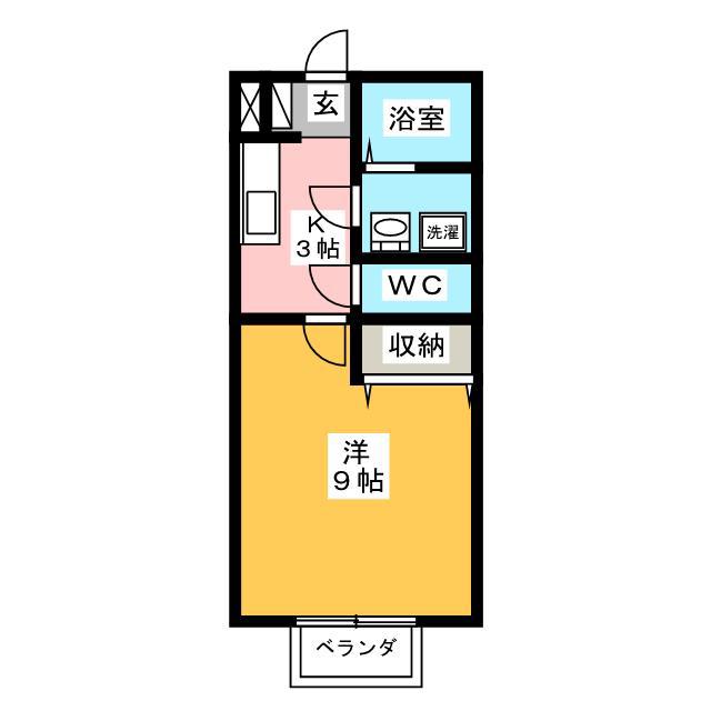 サンハイムカワムラB(1K/1階)の間取り写真
