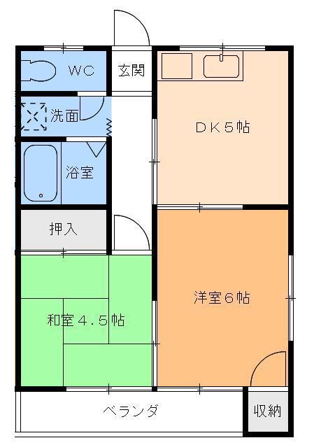 清水マンション(2DK/1階)の間取り写真