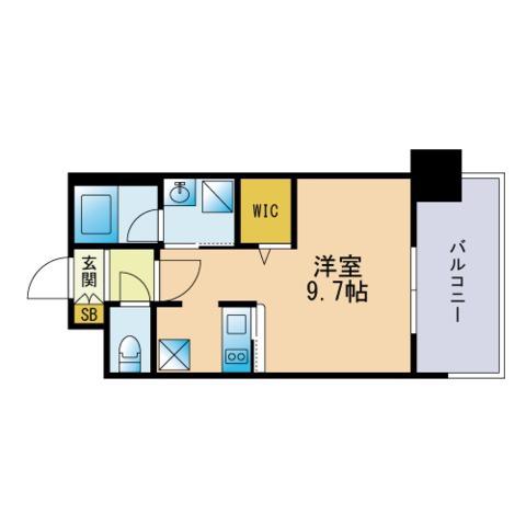 エンクレスト博多PREMIER(ワンルーム/6階)の間取り写真