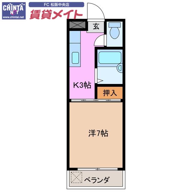 マイハウスあつみ(1K/2階)の間取り写真