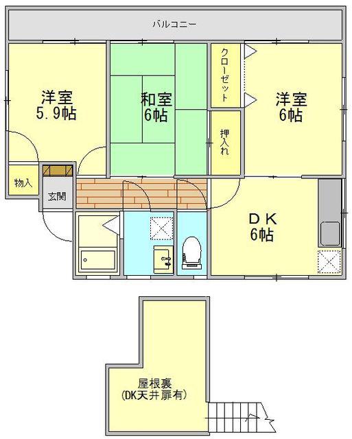 並木アパート(3DK/2階)の間取り写真