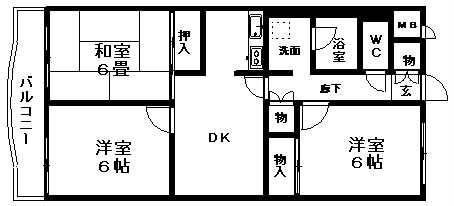 ダンデライアン鵠沼(3DK/4階)の間取り写真