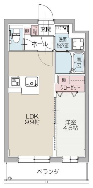 グリーントレジャー(1LDK/1階)の間取り写真