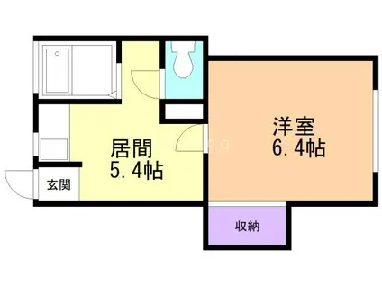 プラッツK(1DK/2階)の間取り写真