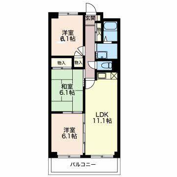 クレアージュ小杉(3LDK/1階)の間取り写真