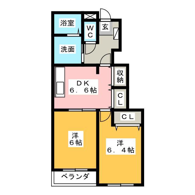 フォーシーズン K(2DK/1階)の間取り写真