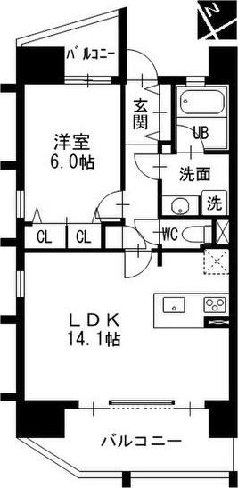 上前津ライズ(1LDK/6階)の間取り写真