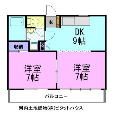 コモンNAKAHARA(2DK/2階)の間取り写真