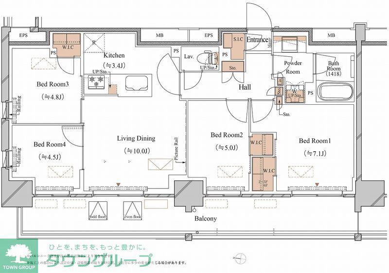 ブランシエスタ木場(4LDK/7階)の間取り写真