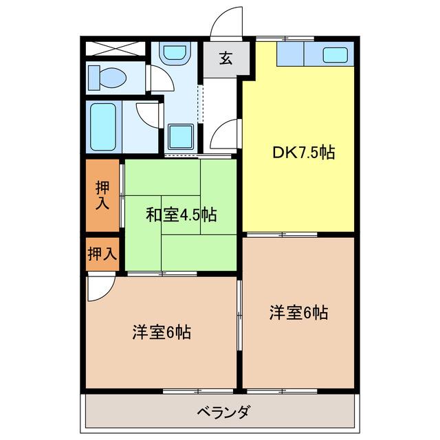 YOUハイツII(3DK/3階)の間取り写真