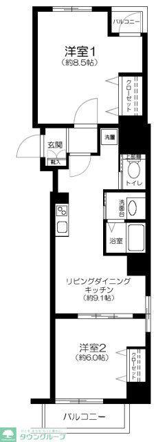 パークサイド東陽(2LDK/4階)の間取り写真
