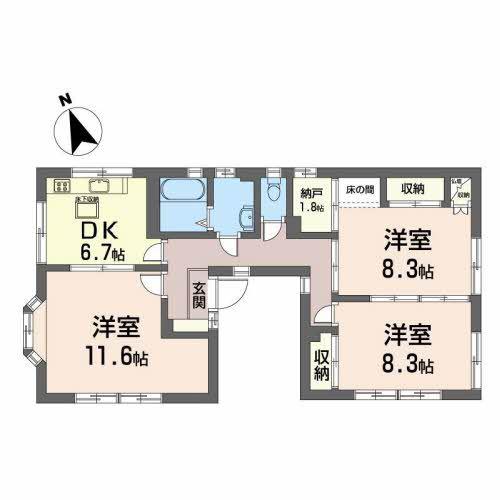 フレグランスK3(3SDK/1階)の間取り写真