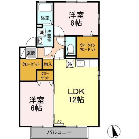 コンフォート湘南 B(2LDK/2階)の間取り写真