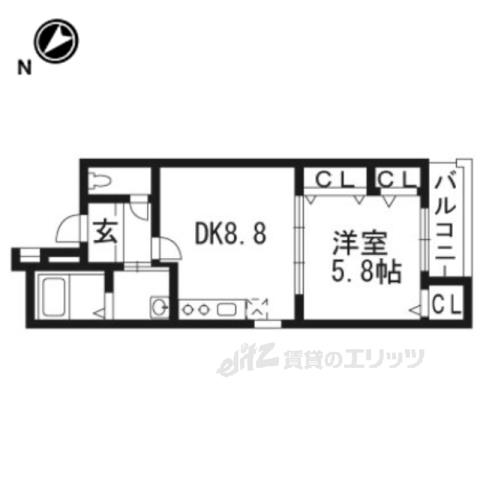 フジパレス牧野VI番館(1LDK/3階)の間取り写真