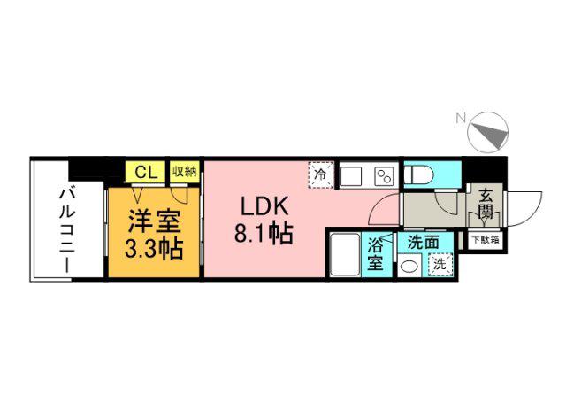 S-RESIDENCE東千田公園ALESIA(1LDK/10階)の間取り写真