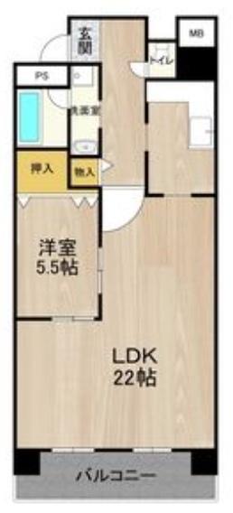 テンフォーティー(1LDK/2階)の間取り写真