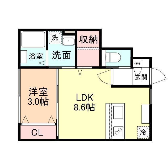 CALM PORT S(1LDK/1階)の間取り写真