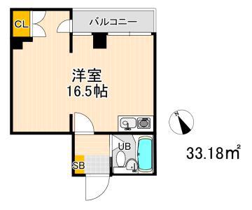 ウエストビル(ワンルーム/4階)の間取り写真