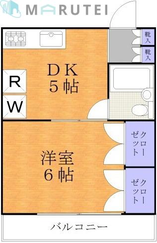 ミストラル宮前(1DK/2階)の間取り写真