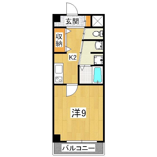 K FLAT(1K/6階)の間取り写真
