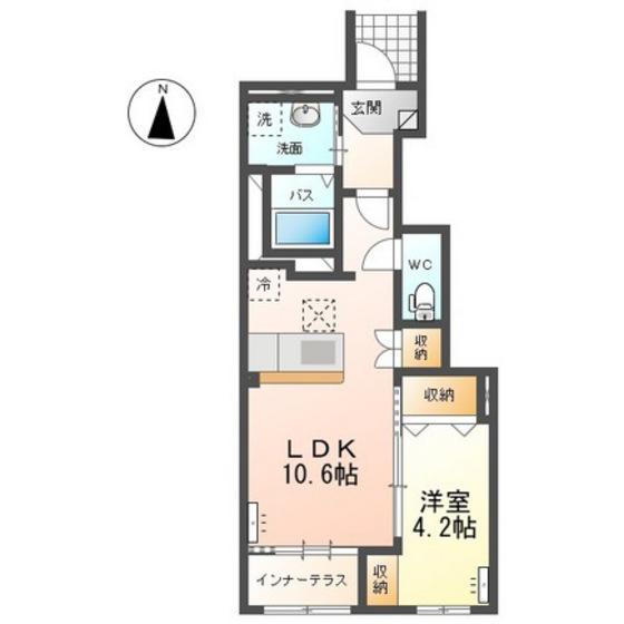 高崎市上小鳥町T様アパートA棟(1LDK/1階)の間取り写真