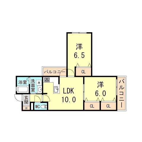 CASA香枦園(2LDK/1階)の間取り写真