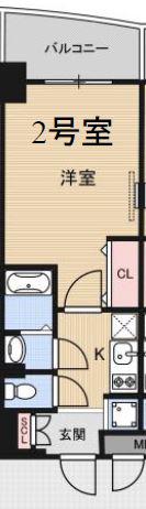 LUXE今里II(1K/13階)の間取り写真
