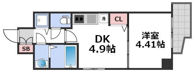 ADWRESIDENCE松屋町(1DK/11階)の間取り写真